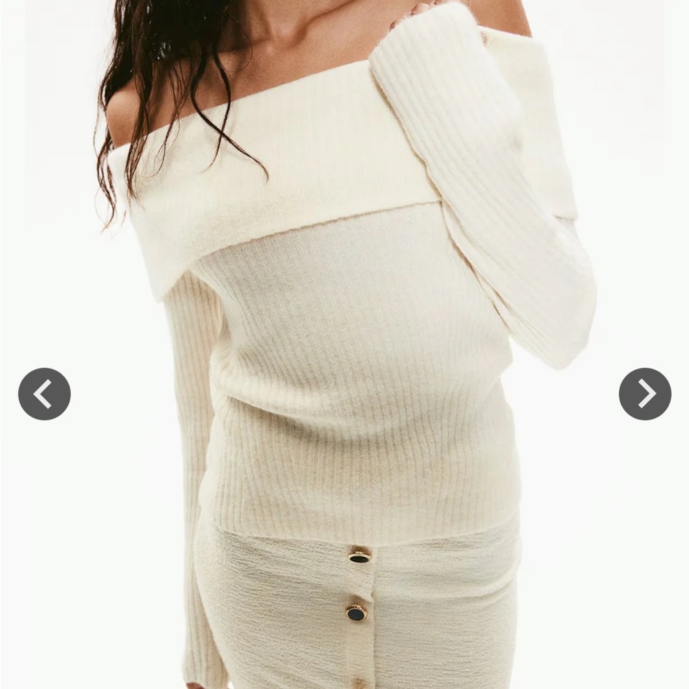 Chic Off-Shoulder Cream Sweater